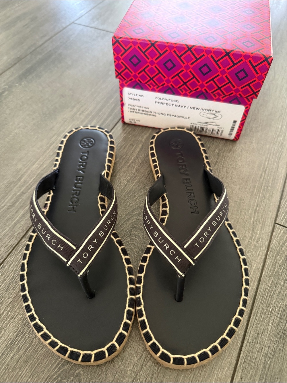 Tory Burch Ribbon Thong Espadrille Sandals